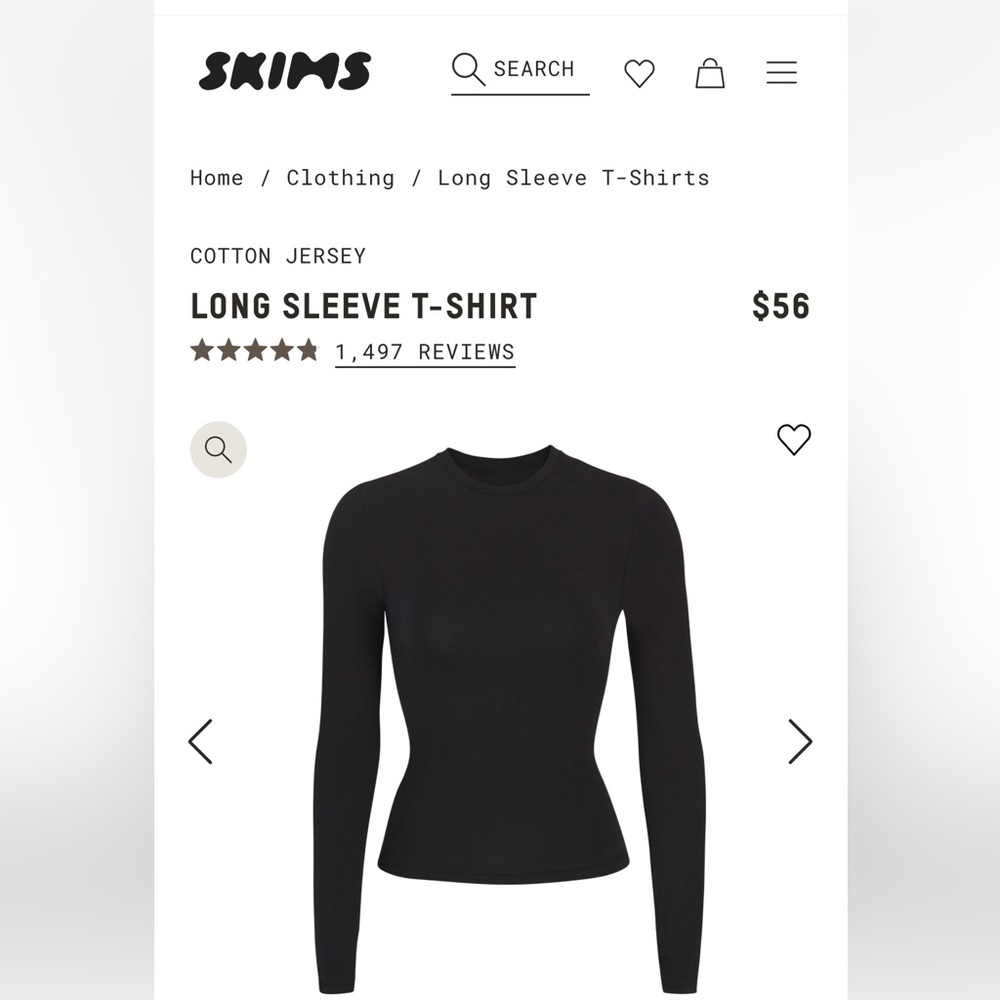NWT Large Skims Soot / Black Long Sleeve T Shirt